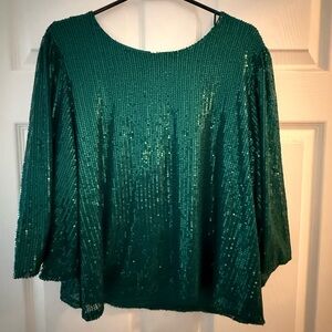 Elegant Teal Sequin Blouse